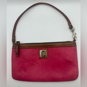 Dooney Bourke Raspberry Pink Leather Top Zip Wristlet Mini Shoulder Bag Y2K Vtg
